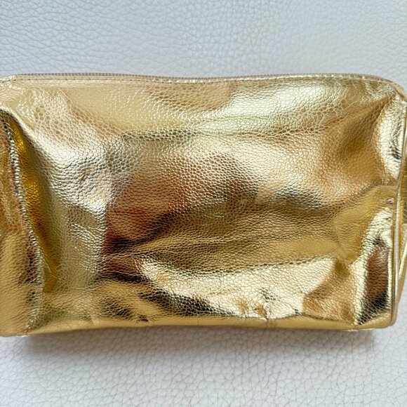 MICHAEL KORS COSMETIC BAG POUCH PURSE GOLD - Picture 3 of 6